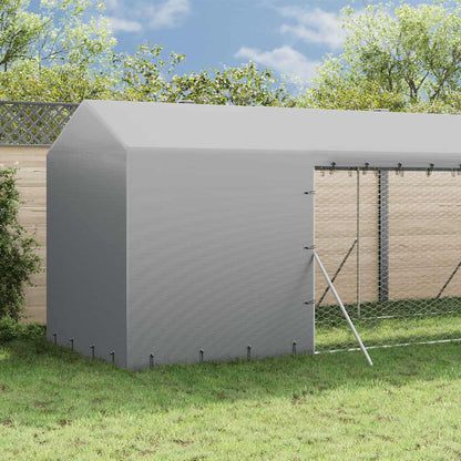 Cuccia Cani da Esterno Tetto Argento 2x6x2,5 m Acciaio Zincato | homemem39