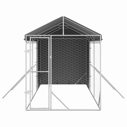 Cuccia Cani da Esterno Tetto Argento 2x6x2,5 m Acciaio Zincato | homemem39