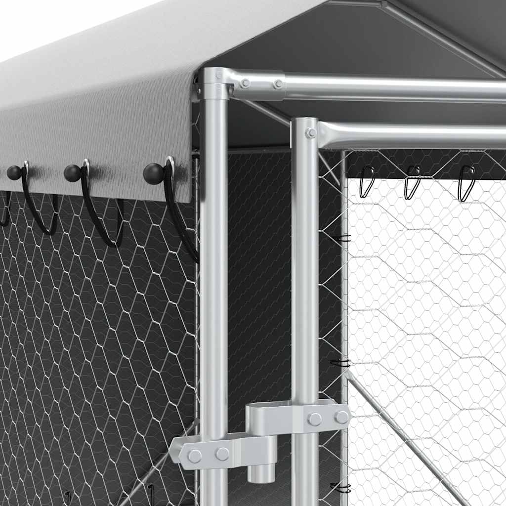 Cuccia Cani da Esterno Tetto Argento 2x6x2,5 m Acciaio Zincato | homemem39