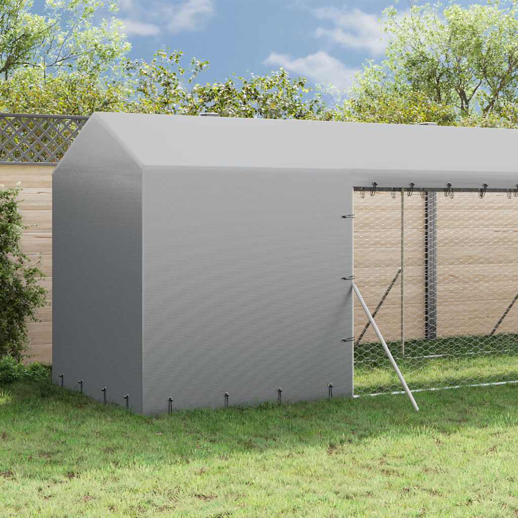 Cuccia Cani da Esterno Tetto Argento 2x10x2,5 m Acciaio Zincato | homemem39