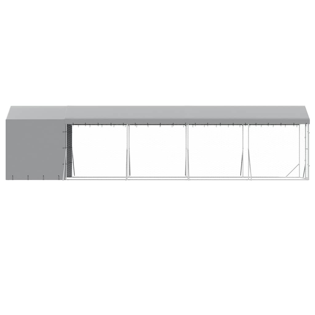 Cuccia Cani da Esterno Tetto Argento 2x10x2,5 m Acciaio Zincato | homemem39