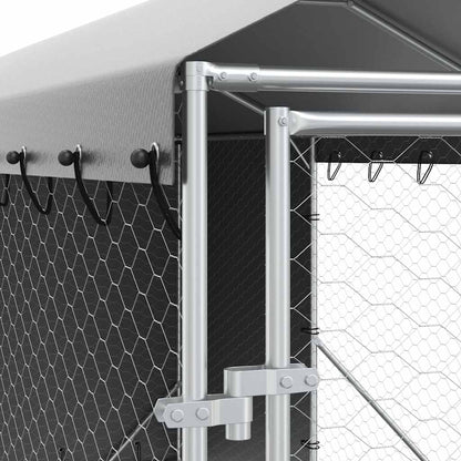 Cuccia Cani da Esterno Tetto Argento 2x10x2,5 m Acciaio Zincato | homemem39