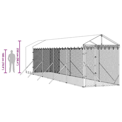 Cuccia Cani da Esterno Tetto Argento 2x10x2,5 m Acciaio Zincato | homemem39