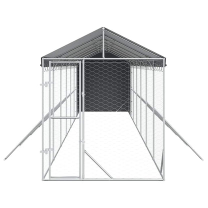 Cuccia Cani da Esterno Tetto Argento 2x14x2,5 m Acciaio Zincato | homemem39