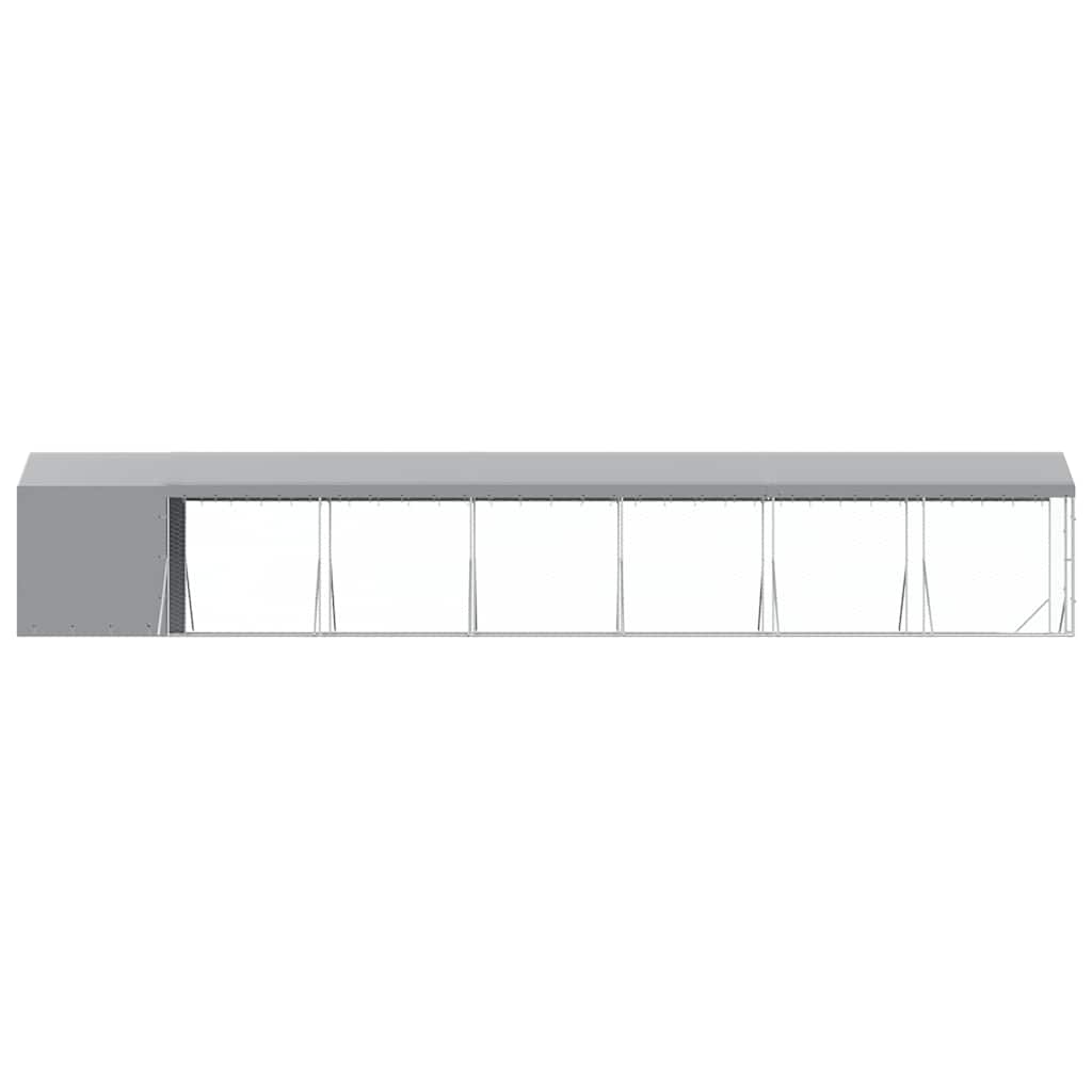 Cuccia Cani da Esterno Tetto Argento 2x14x2,5 m Acciaio Zincato | homemem39