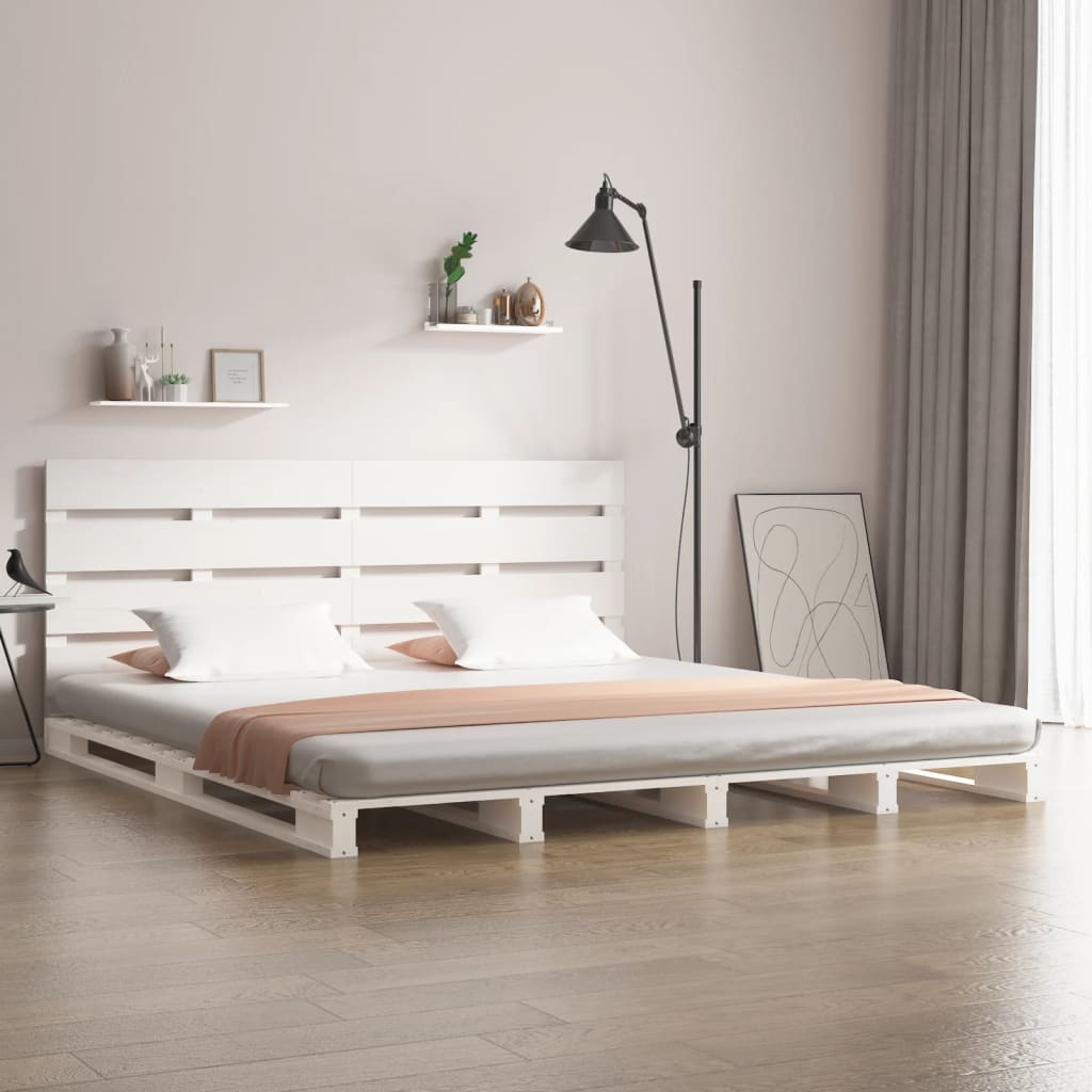 Letto senza Materasso Bianco 140x190 cm Legno Massello di Pino - homemem39