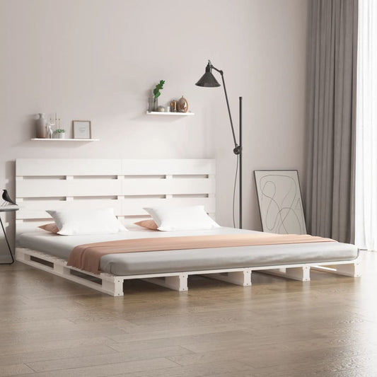 Letto senza Materasso Bianco 140x190 cm Legno Massello di Pino - homemem39