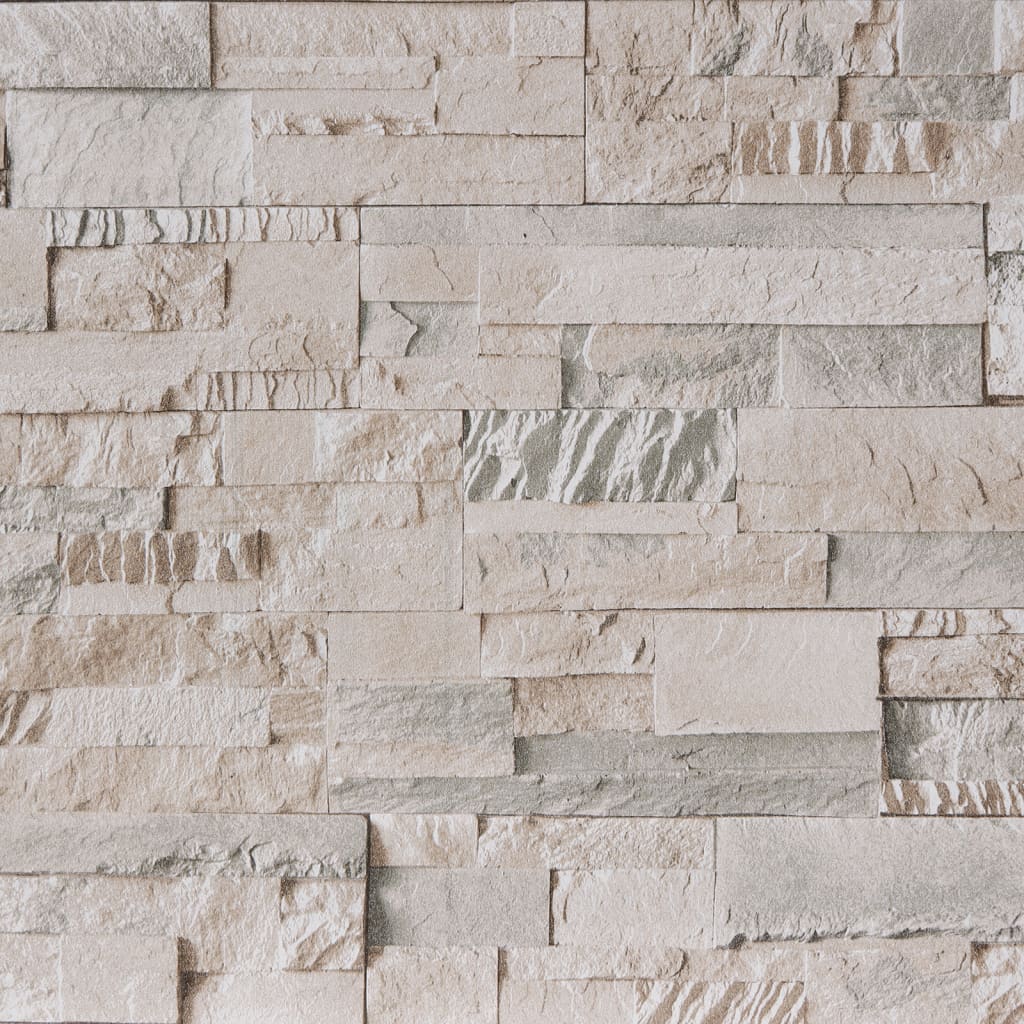 Carta da Parati 3D Pietra Grigio e Beige10x0,53 m Non Tessuto - homemem39