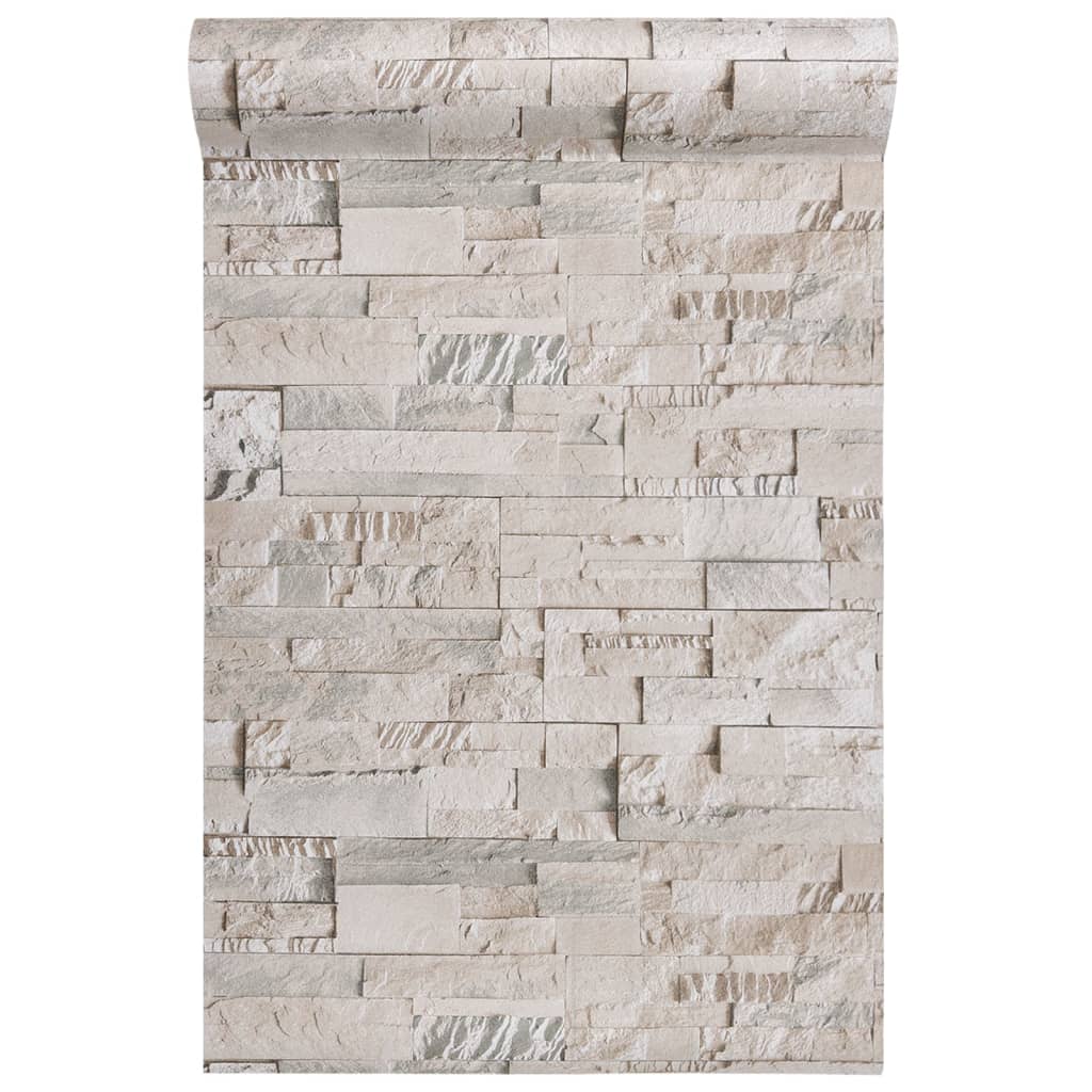Carta da Parati 3D Pietra Grigio e Beige10x0,53 m Non Tessuto - homemem39