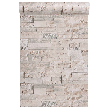 Carta da Parati 3D Pietra Grigio e Beige10x0,53 m Non Tessuto - homemem39