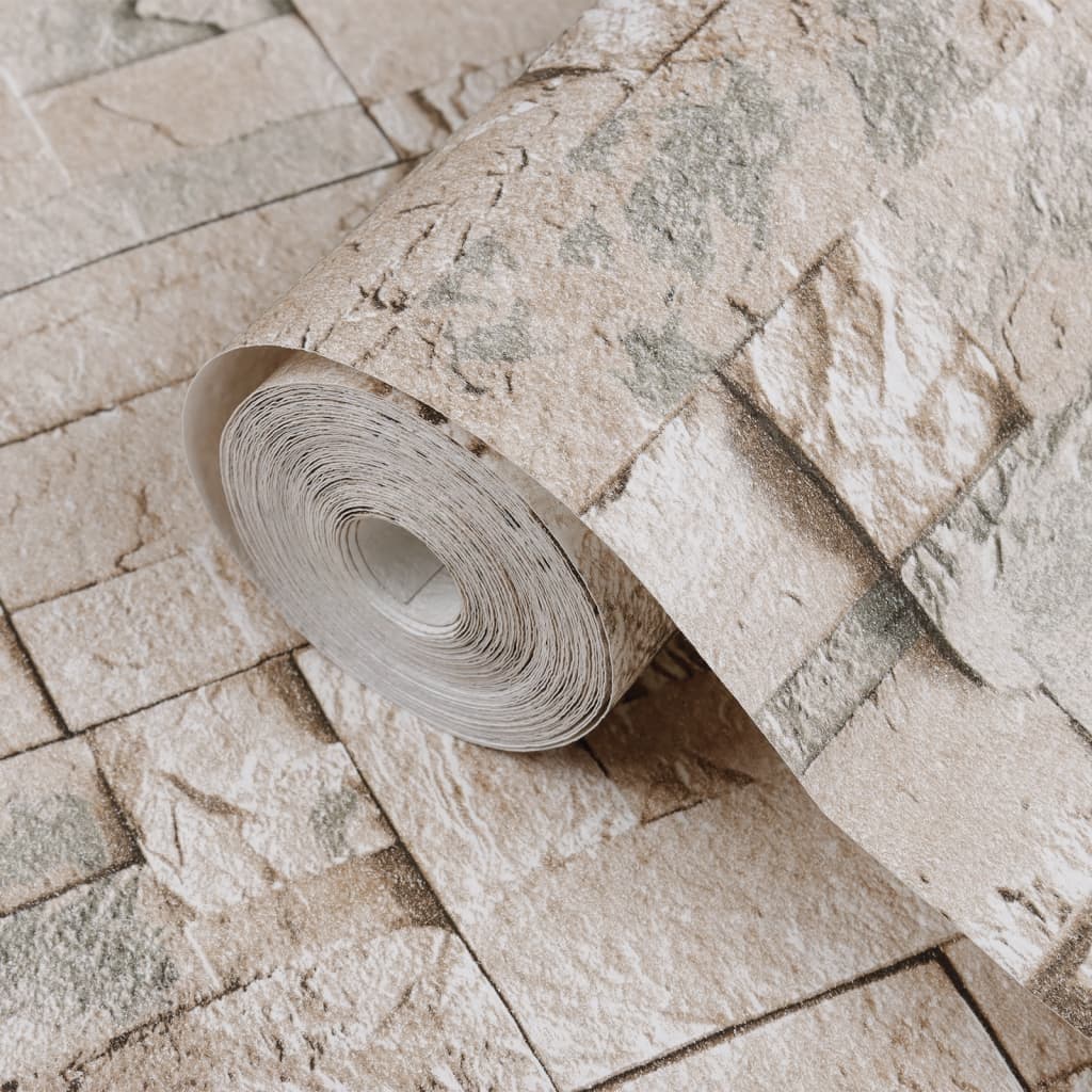 Carta da Parati 3D Pietra Grigio e Beige10x0,53 m Non Tessuto - homemem39