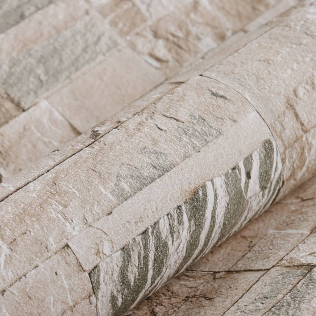 Carta da Parati 3D Pietra Grigio e Beige10x0,53 m Non Tessuto - homemem39