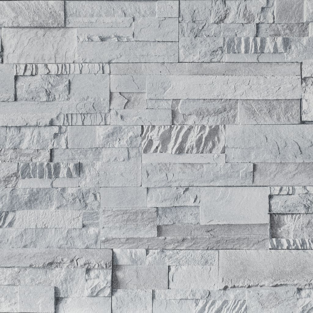 Carta da Parati 3D Pietra Grigio Chiaro 10x0,53 m Non Tessuto - homemem39
