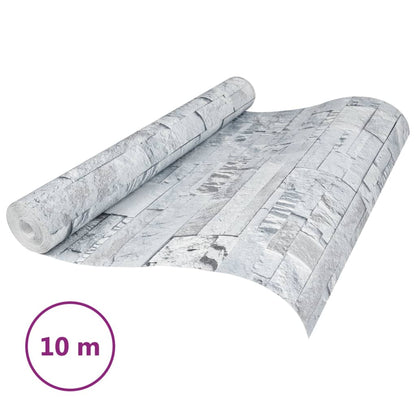 Carta da Parati 3D Pietra Grigio Chiaro 10x0,53 m Non Tessuto - homemem39