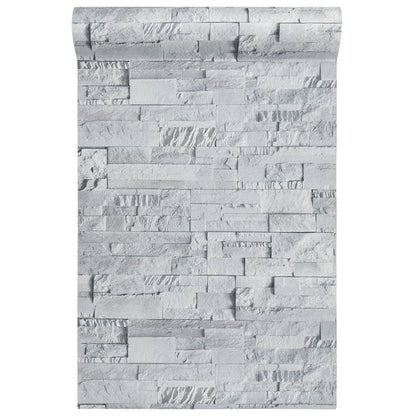Carta da Parati 3D Pietra Grigio Chiaro 10x0,53 m Non Tessuto - homemem39