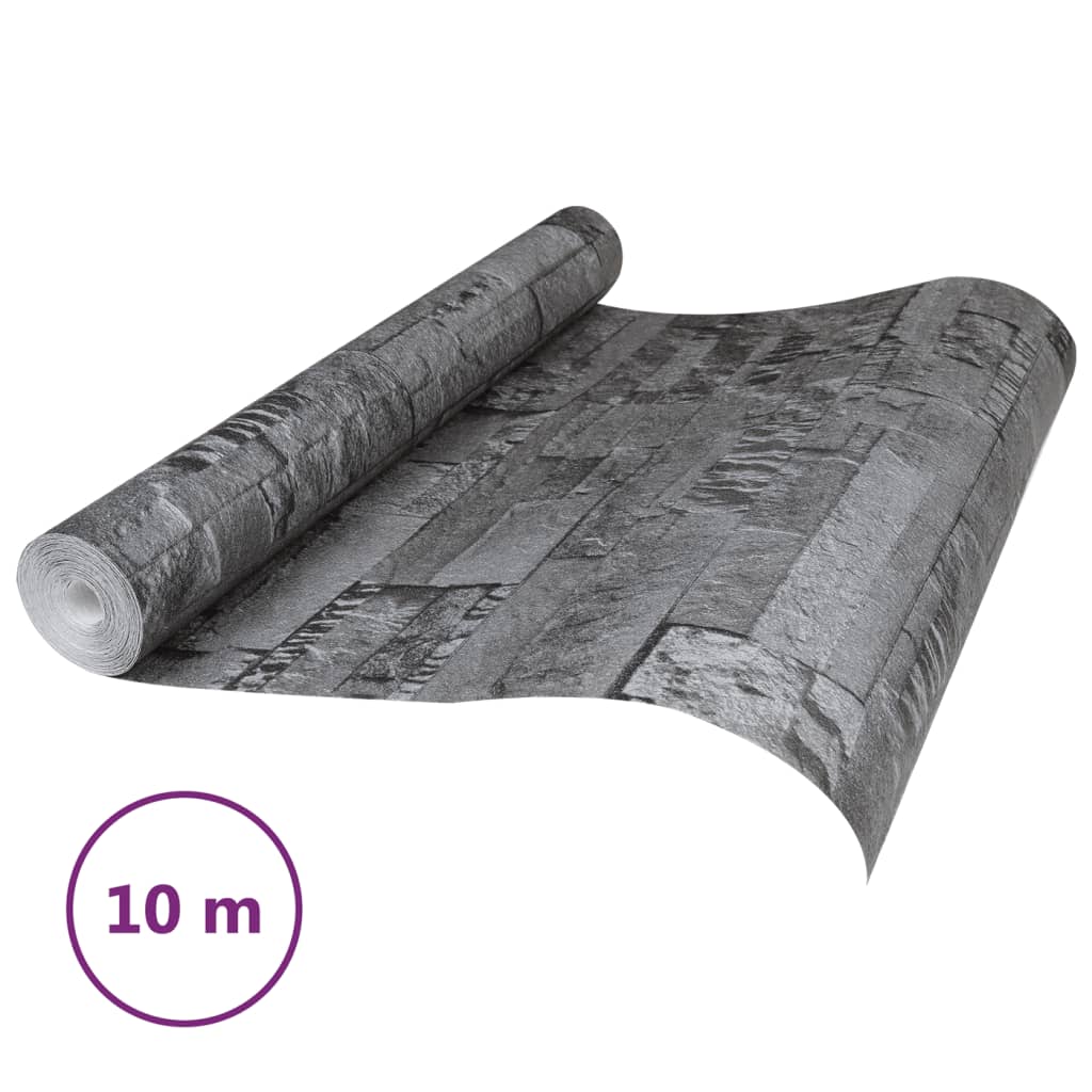 Carta da Parati 3D Effetto Pietra Nero 10x0,53 m Non Tessuto - homemem39