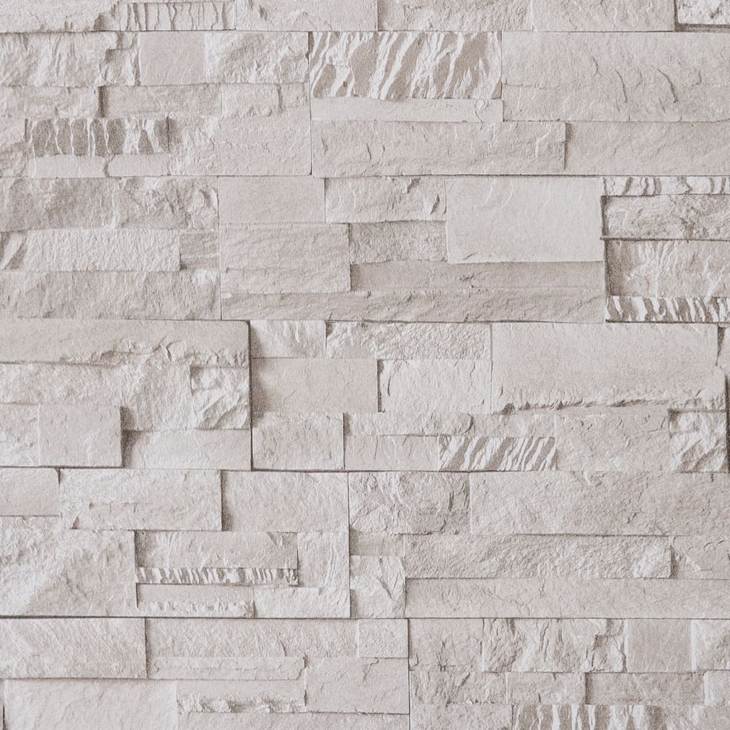 Carta da Parati 3D Effetto Pietra Crema 10x0,53 m Non Tessuto - homemem39