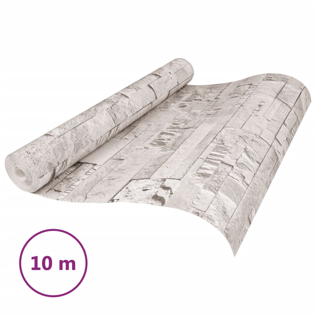 Carta da Parati 3D Effetto Pietra Crema 10x0,53 m Non Tessuto - homemem39