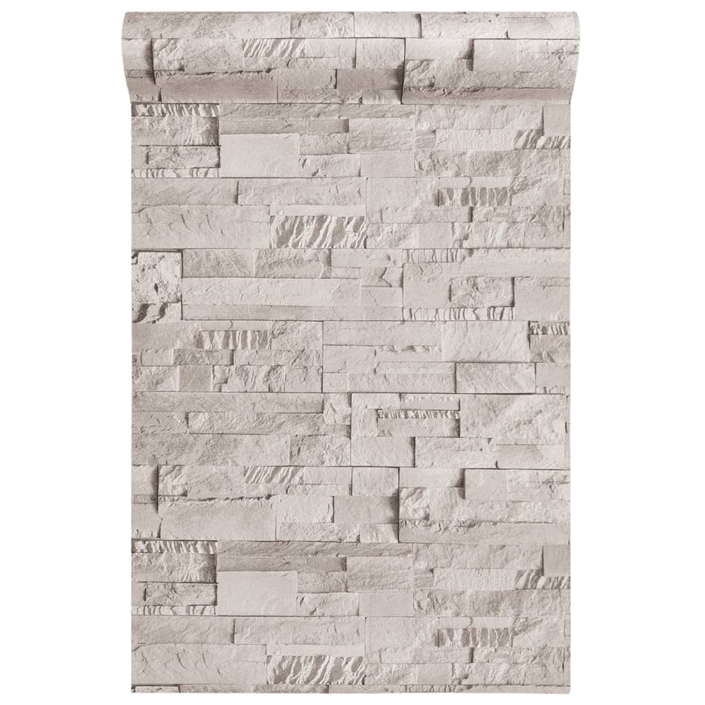 Carta da Parati 3D Effetto Pietra Crema 10x0,53 m Non Tessuto - homemem39