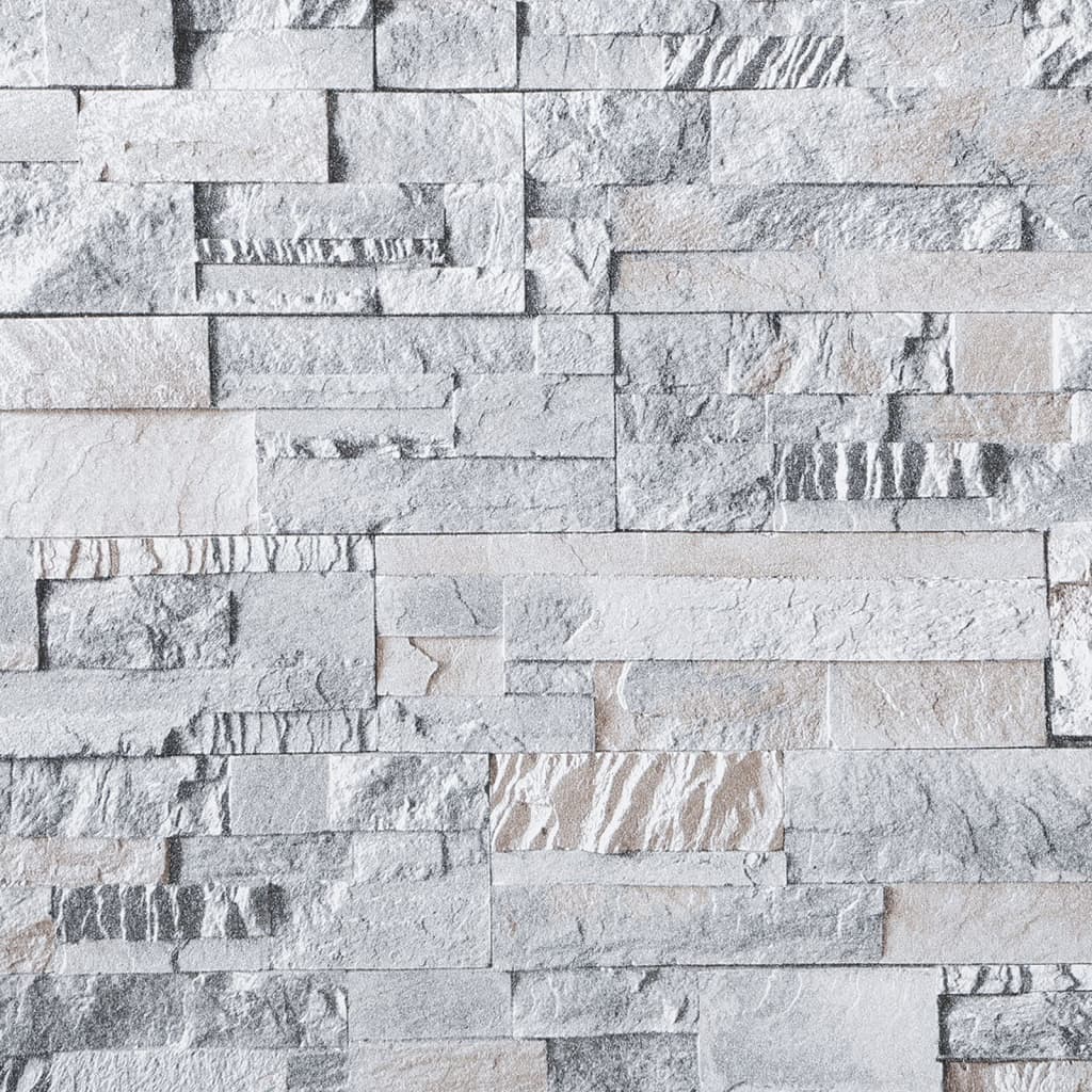 Carta da Parati 3D Pietra Grigio e Marrone 10x0,53m Non Tessuto - homemem39