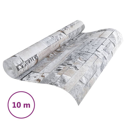 Carta da Parati 3D Pietra Grigio e Marrone 10x0,53m Non Tessuto - homemem39