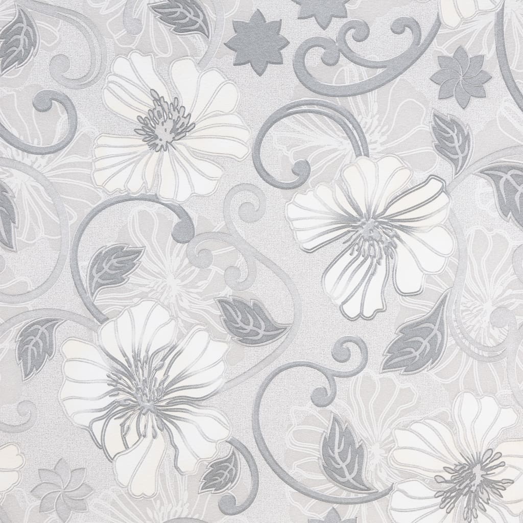 Carta da Parati 3D Motivo Floreale Grigio 10x0,53 m Non Tessuto - homemem39