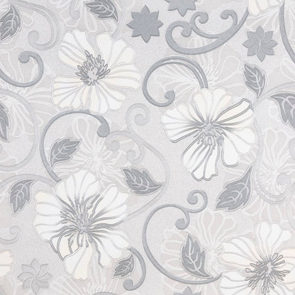 Carta da Parati 3D Motivo Floreale Grigio 10x0,53 m Non Tessuto - homemem39