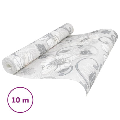 Carta da Parati 3D Motivo Floreale Grigio 10x0,53 m Non Tessuto - homemem39