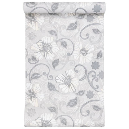Carta da Parati 3D Motivo Floreale Grigio 10x0,53 m Non Tessuto - homemem39