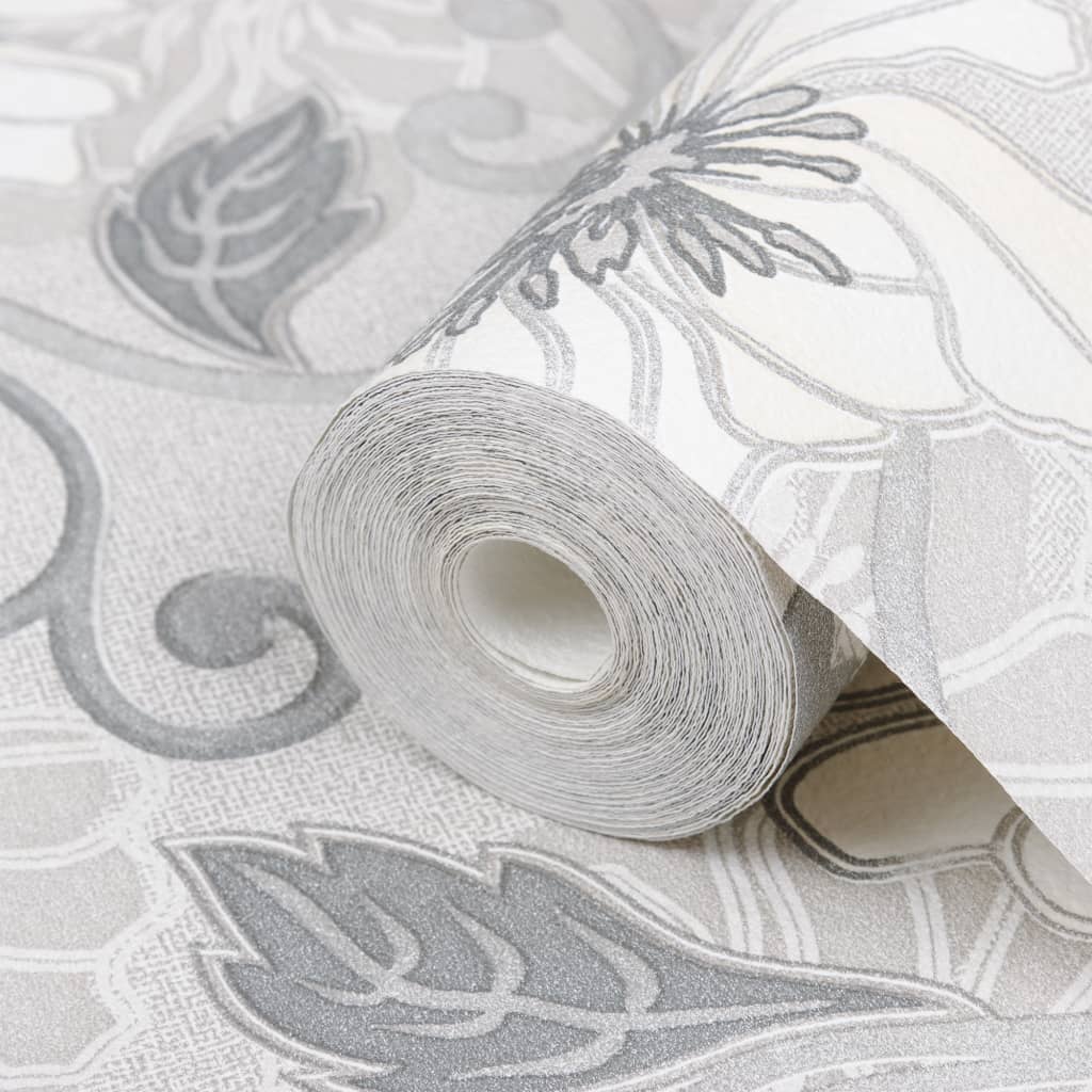 Carta da Parati 3D Motivo Floreale Grigio 10x0,53 m Non Tessuto - homemem39