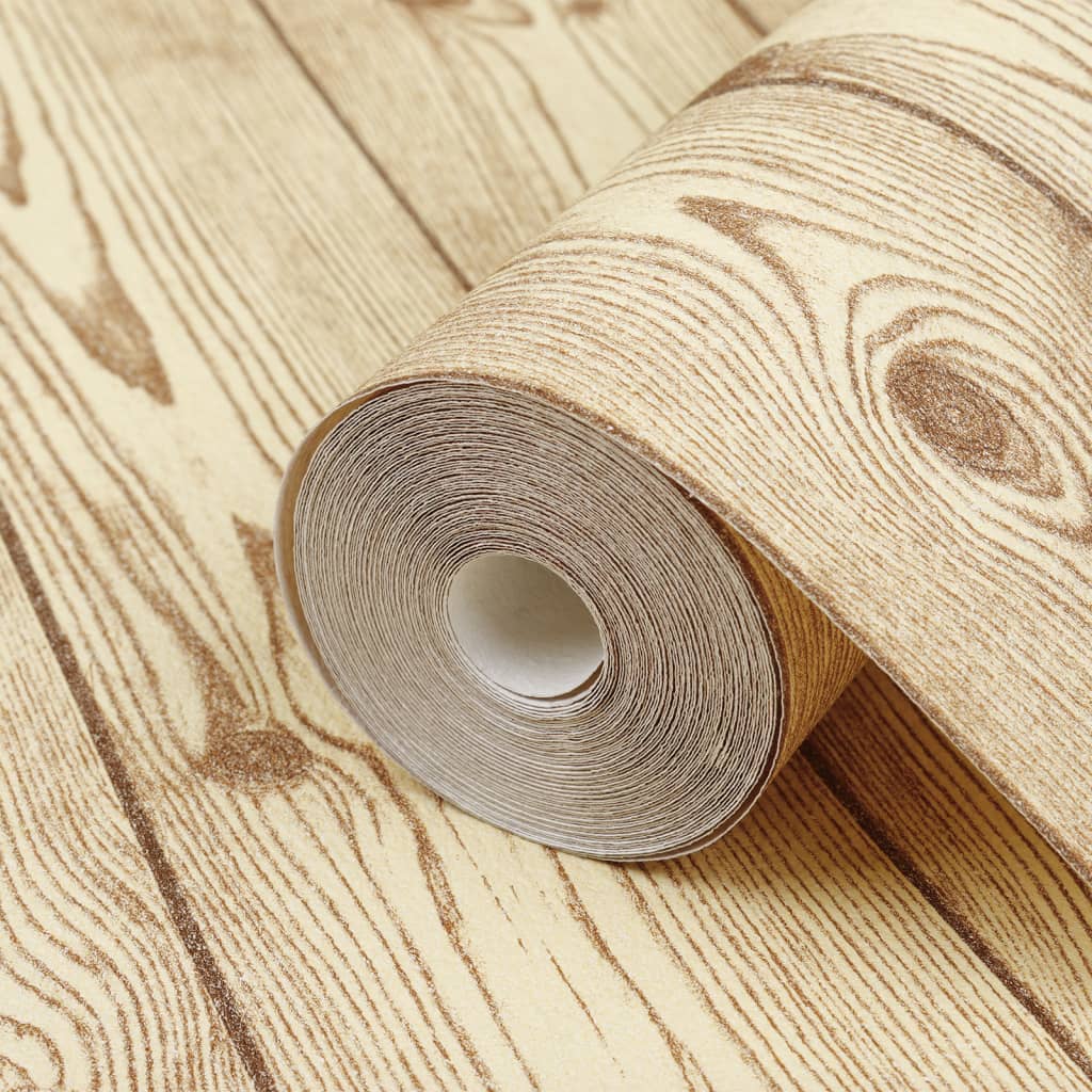 Carta da Parati 3D Motivo Legno Marrone 10x0,53 m Non Tessuto - homemem39