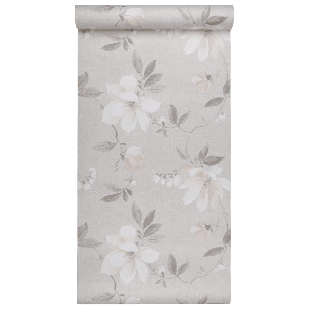 Carta da Parati 3D Motivo Floreale Grigio 10x0,53 m Non Tessuto - homemem39