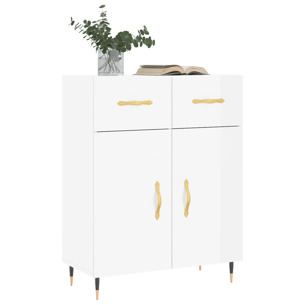 Credenza 69,5x34x90 cm in Legno Multistrato Bianco Lucido - homemem39