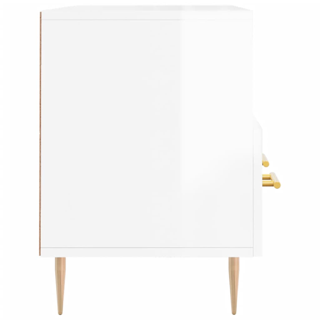 Mobile Porta TV Bianco Lucido 102x36x50 cm in Legno Multistrato