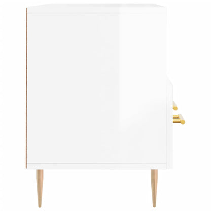 Mobile Porta TV Bianco Lucido 102x36x50 cm in Legno Multistrato