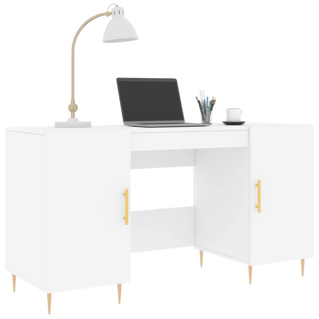 Scrivania Bianca 140x50x75 cm in Legno Multistrato - homemem39