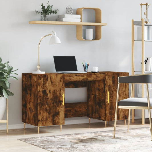 Scrivania Rovere Fumo 140x50x75 cm in Legno Multistrato - homemem39