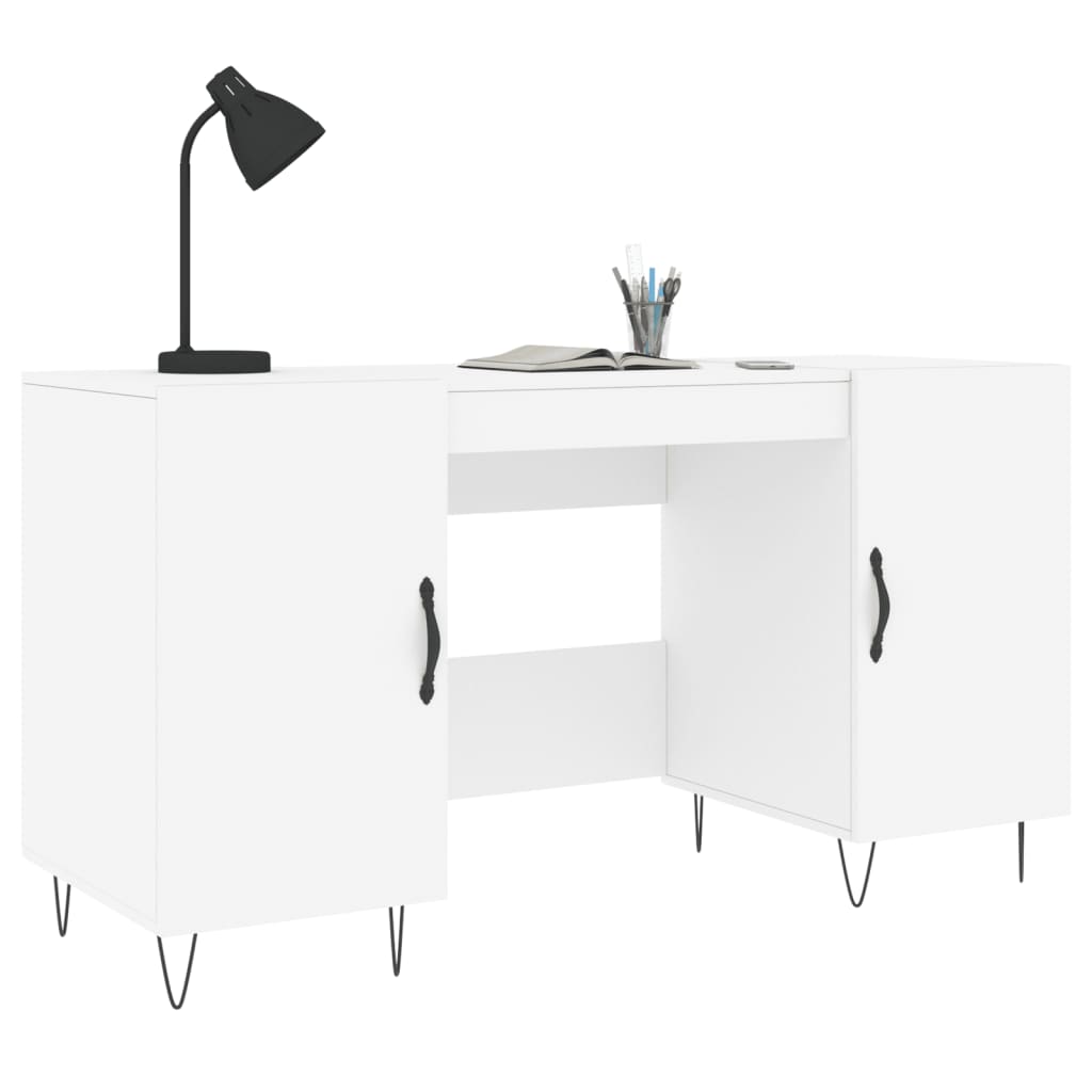 Scrivania Bianca 140x50x75 cm in Legno Multistrato - homemem39