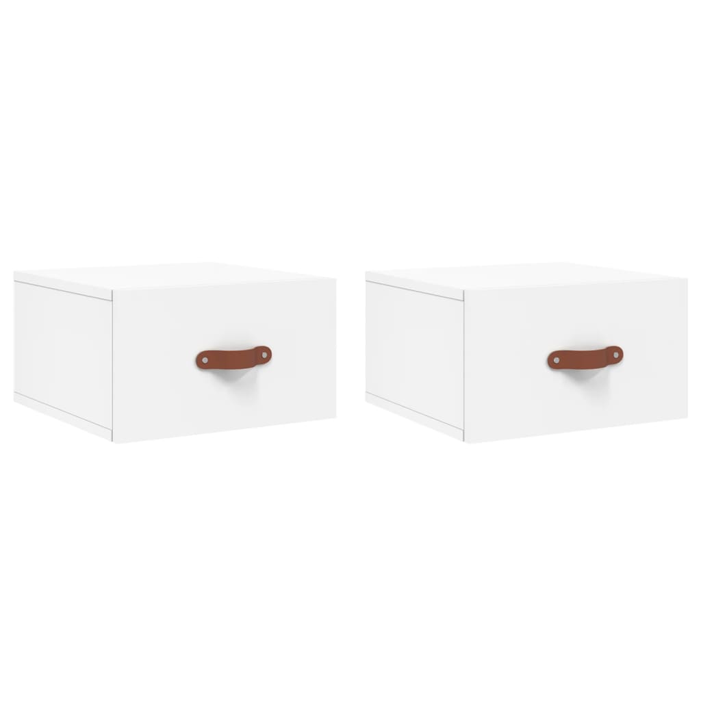 Comodini a Muro 2 pz Bianchi 35x35x20 cm | homemem39