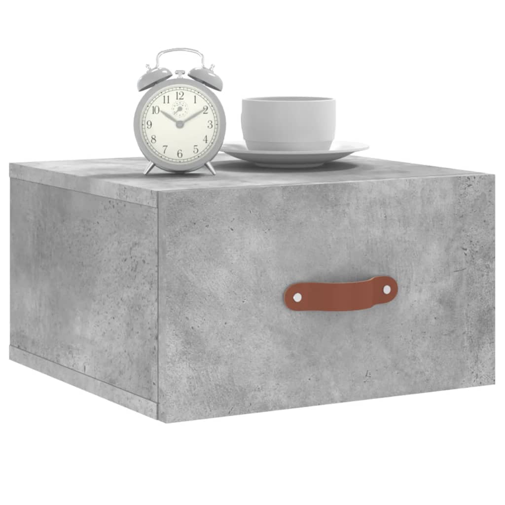 Comodino a Muro Grigio Cemento 35x35x20 cm | homemem39