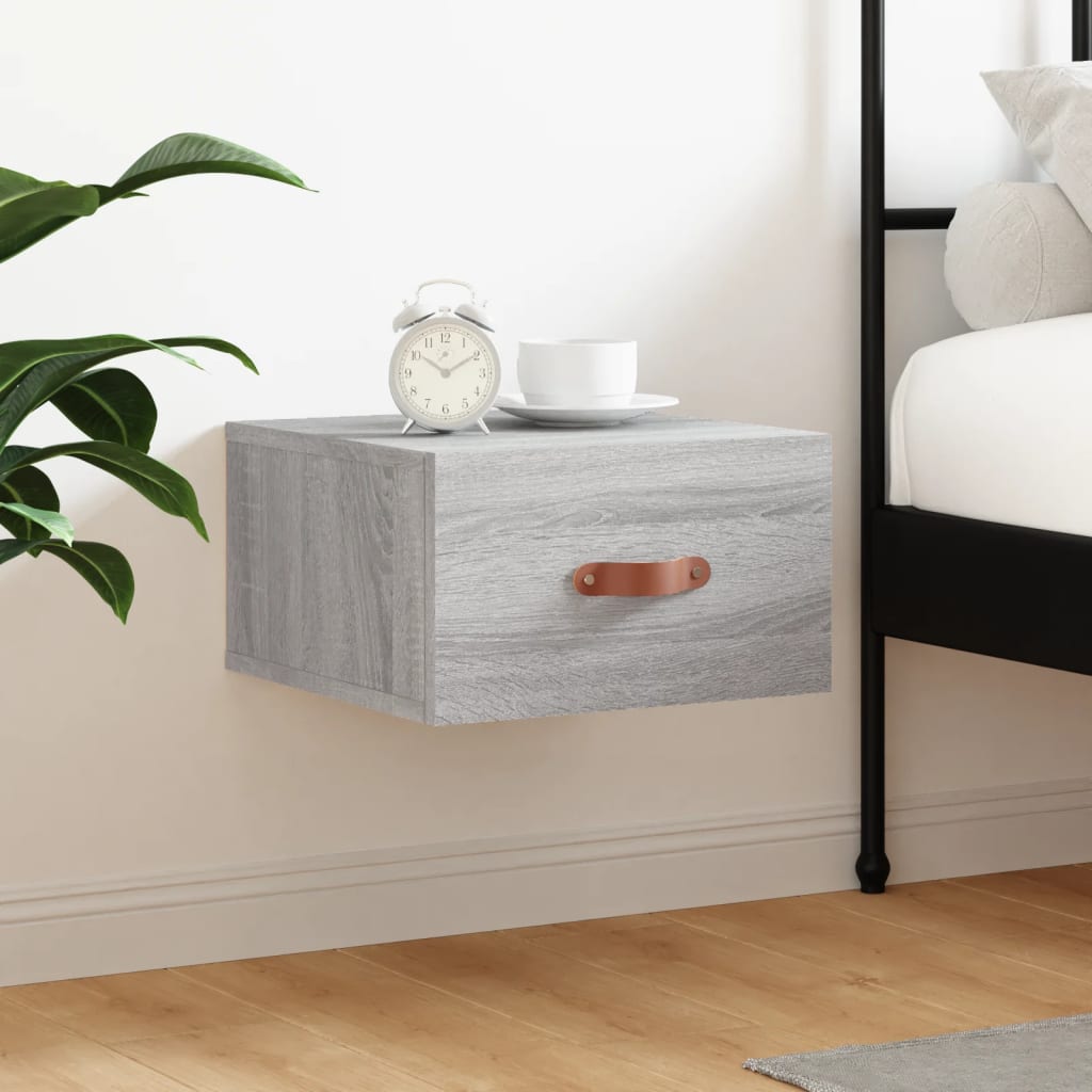 Comodino a Muro Grigio Sonoma 35x35x20 cm | homemem39