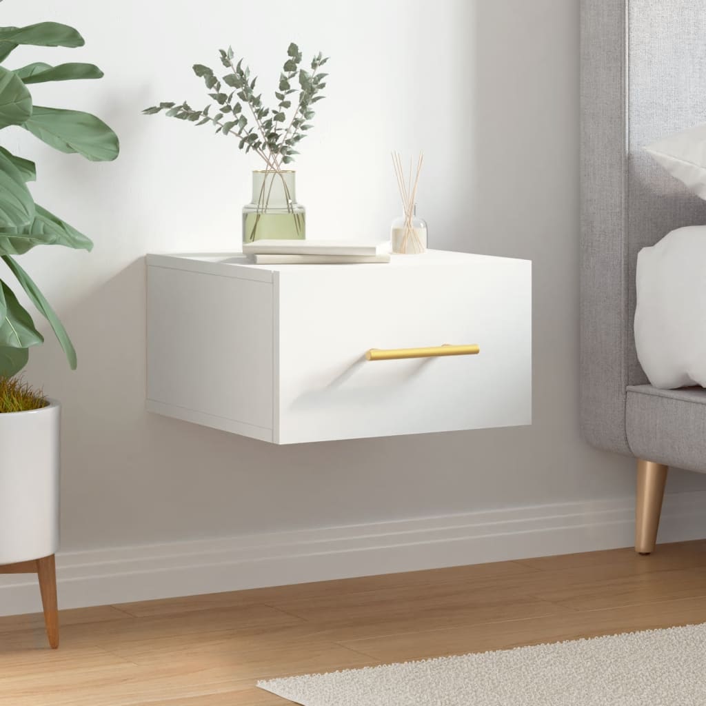 Comodino a Muro Bianco 35x35x20 cm | homemem39