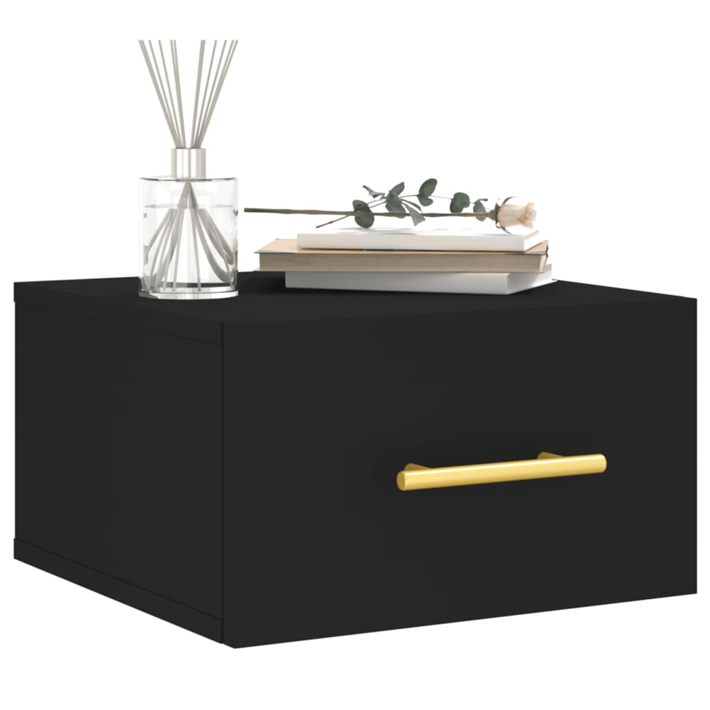 Comodino a Muro Nero 35x35x20 cm | homemem39