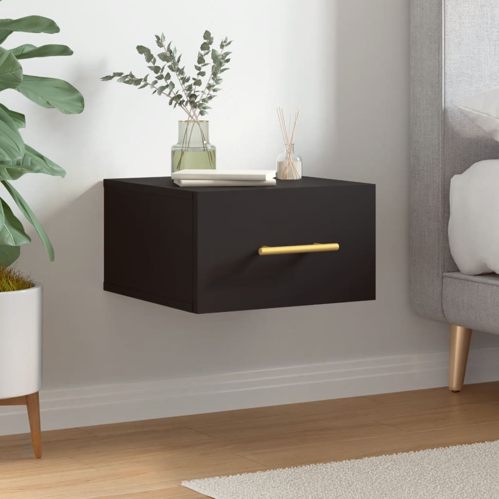 Comodino a Muro Nero 35x35x20 cm | homemem39