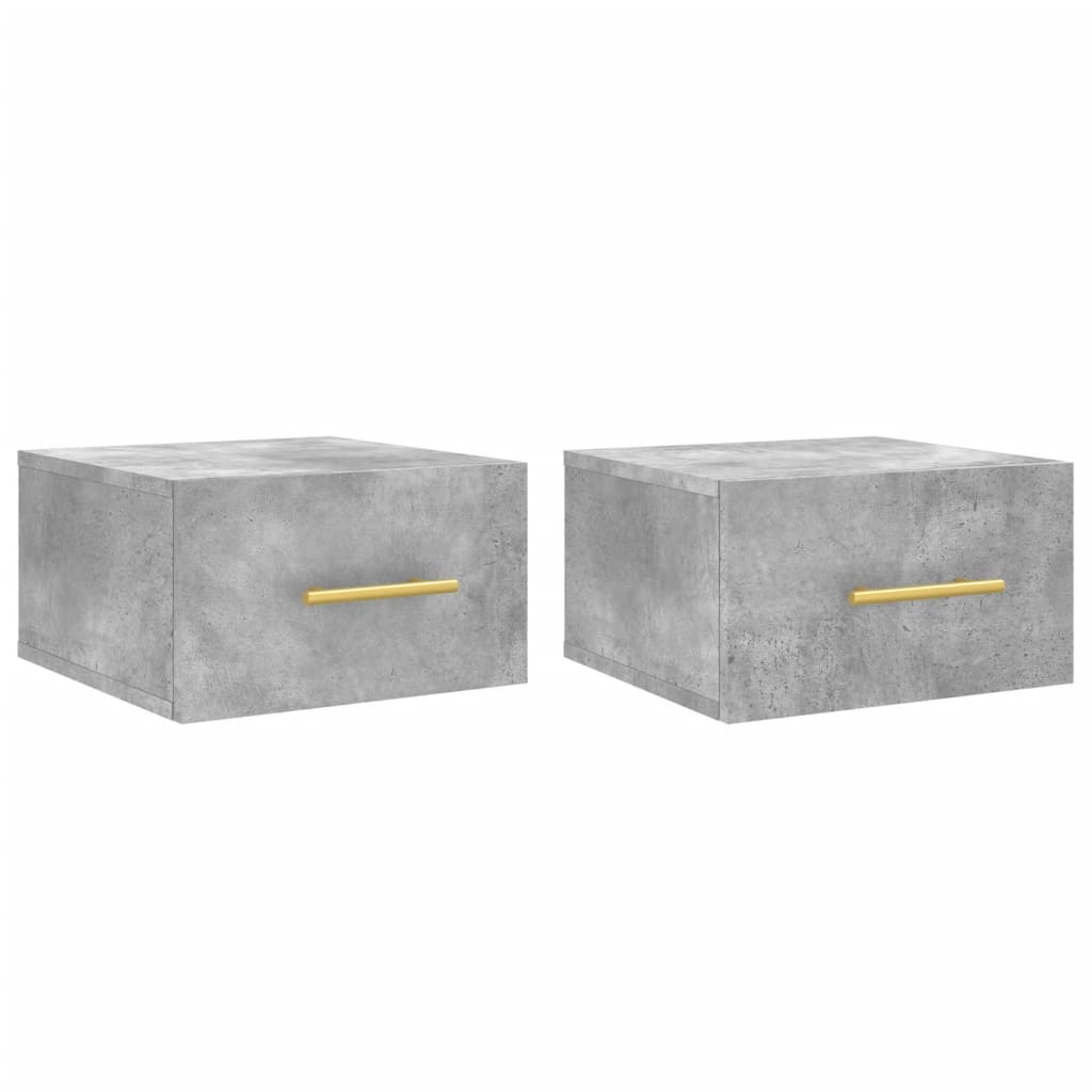 Comodini a Muro 2 pz Grigio Cemento 35x35x20 cm | homemem39