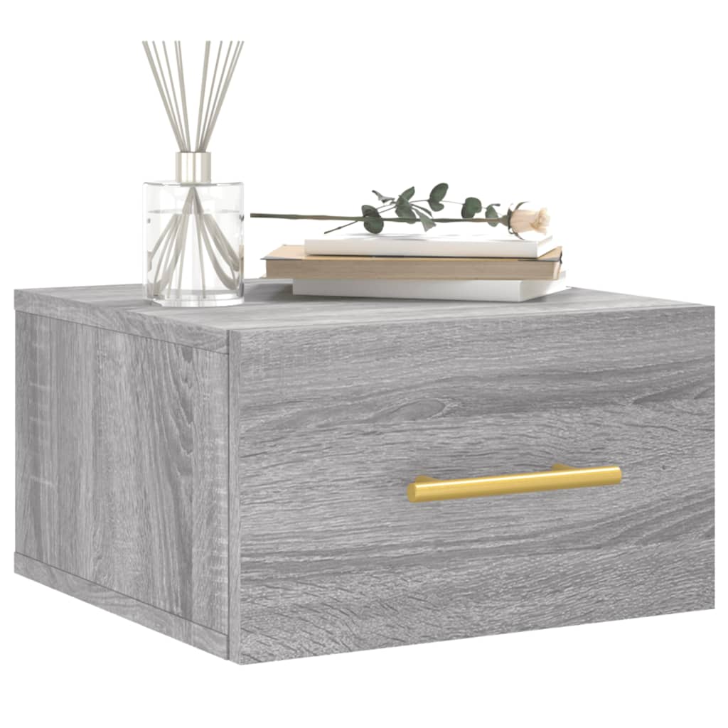 Comodino a Muro Grigio Sonoma 35x35x20 cm | homemem39
