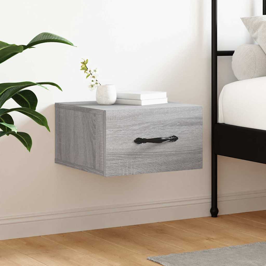 Comodino a Muro Grigio Sonoma 35x35x20 cm | homemem39