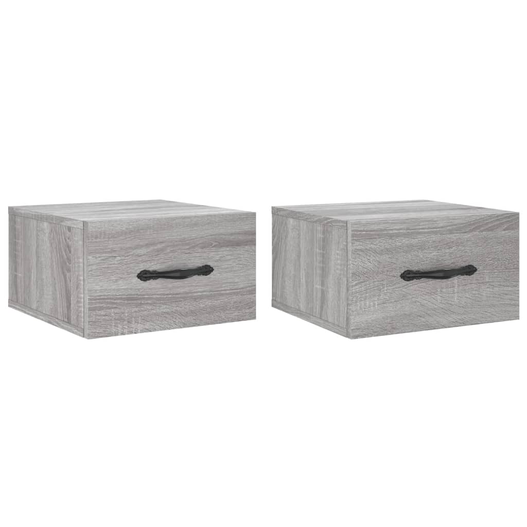 Comodini a Muro 2 pz Grigio Sonoma 35x35x20 cm | homemem39