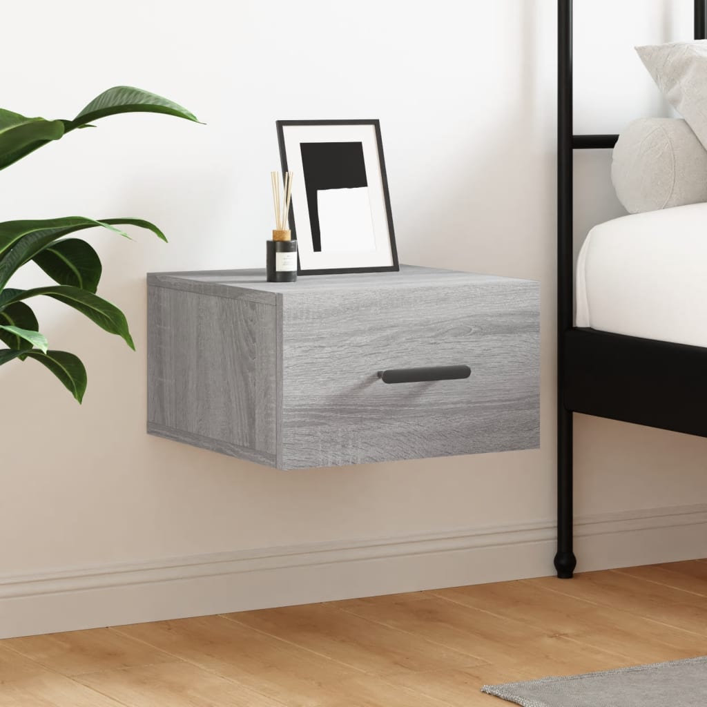 Comodino a Muro Grigio Sonoma 35x35x20 cm | homemem39
