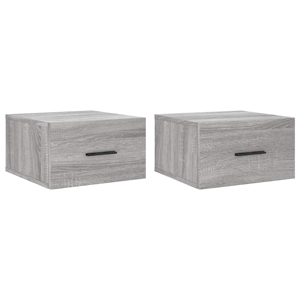 Comodini a Muro 2 pz Grigio Sonoma 35x35x20 cm | homemem39